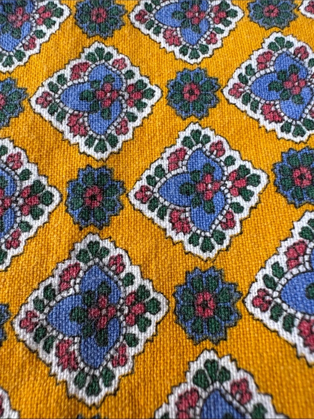 Vintage French Romanex De Boussac Yellow & Blue Fleur de Lis Tablecloth ~ Fabric